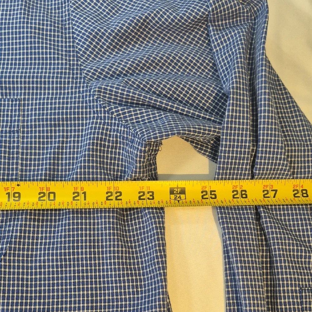 Chaps Navy and White Plaid Men's Shirt - Picture 7 of 13